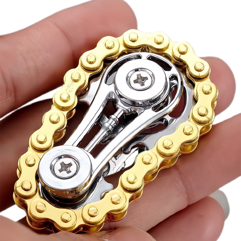 Chain Sprocket Set - สปินเนอร์ฟิงเกอร์ทิปแบบเฟืองและฟลายวีล ของเล่นคลายเครียดสำหรับผู้ใหญ่และเด็ก โซ่จักรยานโลหะ EDC สปินเนอร์ของเล่นคลายความกังวล
