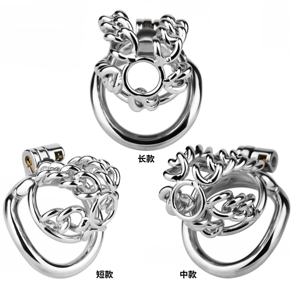 Steel Chain - กรงเหล็กโลหะแบบใหม่สำหรับควบคุมความบริสุทธิ์ทางเพศ อุปกรณ์รัดอวัยวะเพศชาย ของเล่นทางเพศสำหรับผู้ชาย BDSM เฟติช สำหรับผู้ที่ชอบเป็นทาส