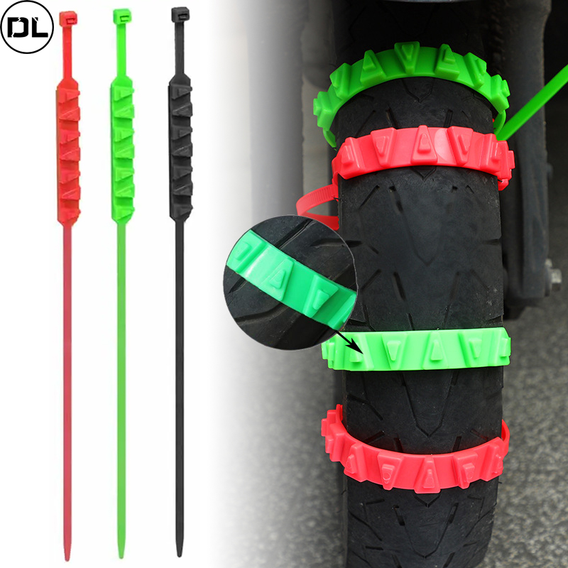 Bicycle Chain - 3/5pcs Anti-Skid โซ่หิมะสําหรับรถจักรยานยนต์จักรยานฤดูหนาวยางล้อ Non-SLIP สายผูกมอเตอร์ไซด์ฉุกเฉินยางโซ่เครื่องมือ