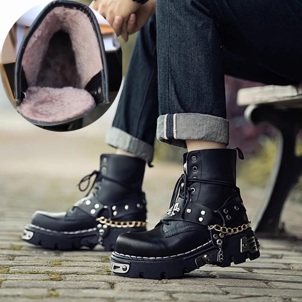 รองเท้าบูทหนังแท้สำหรับผู้ชาย  - Motorcycle Chain บทวิจารณ์และราคา